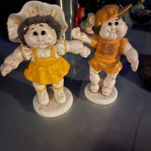 Charming Ceramic Figurine Set in Yellow and Orange